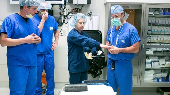 Preparing to film a surgery, Morrisville, Vermont